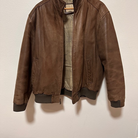 Jos. A. Bank Dark Brown Leather Bomber Jacket